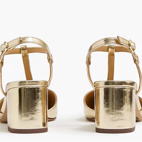 New🌿J.Crew Gold Y-Strap Heels - Picture 3 of 8